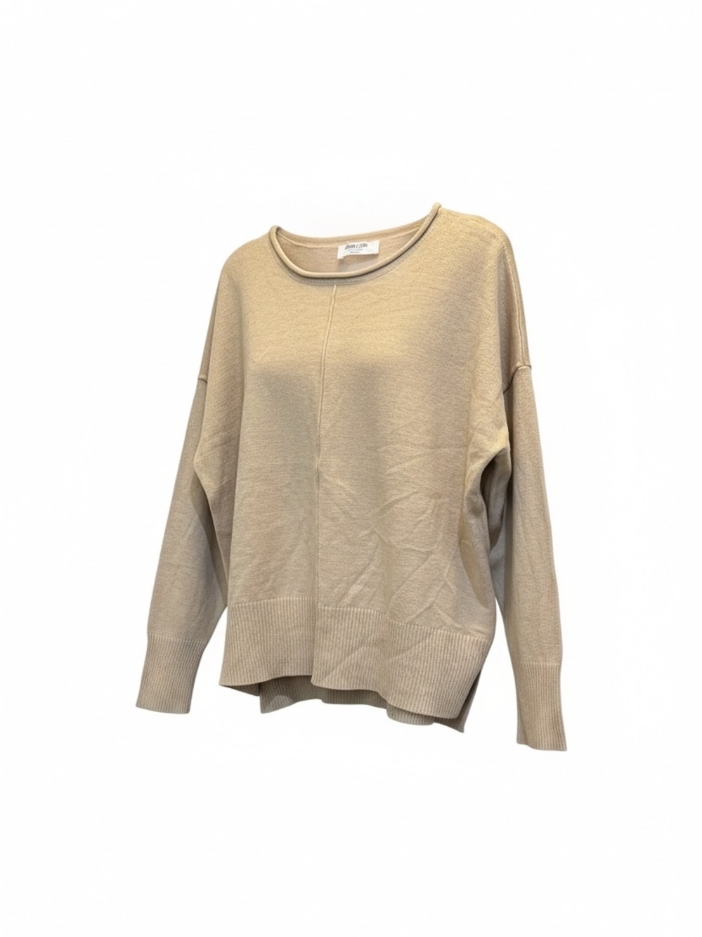 Women's Relaxed Crewneck Sweater in Beige - Size Medium